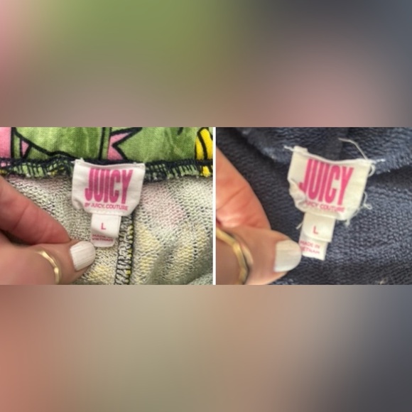 Juicy Couture 2 Piece Set Cropped Hoodie Zip Jacket & Shorts Bananas Large Y2K - Picture 6 of 10